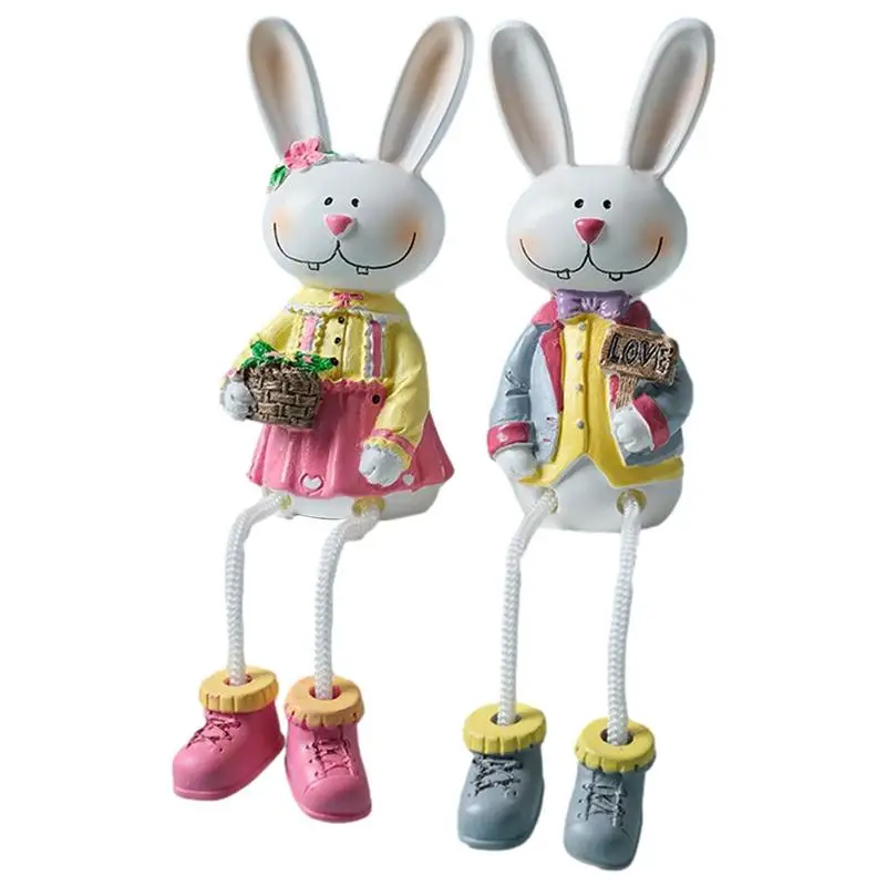 

Easter Bunny Family Decorations Couple Easter Rabbits Decoration Tabletop Statues Spring Home Decor Centerpiece Cute Rabbit