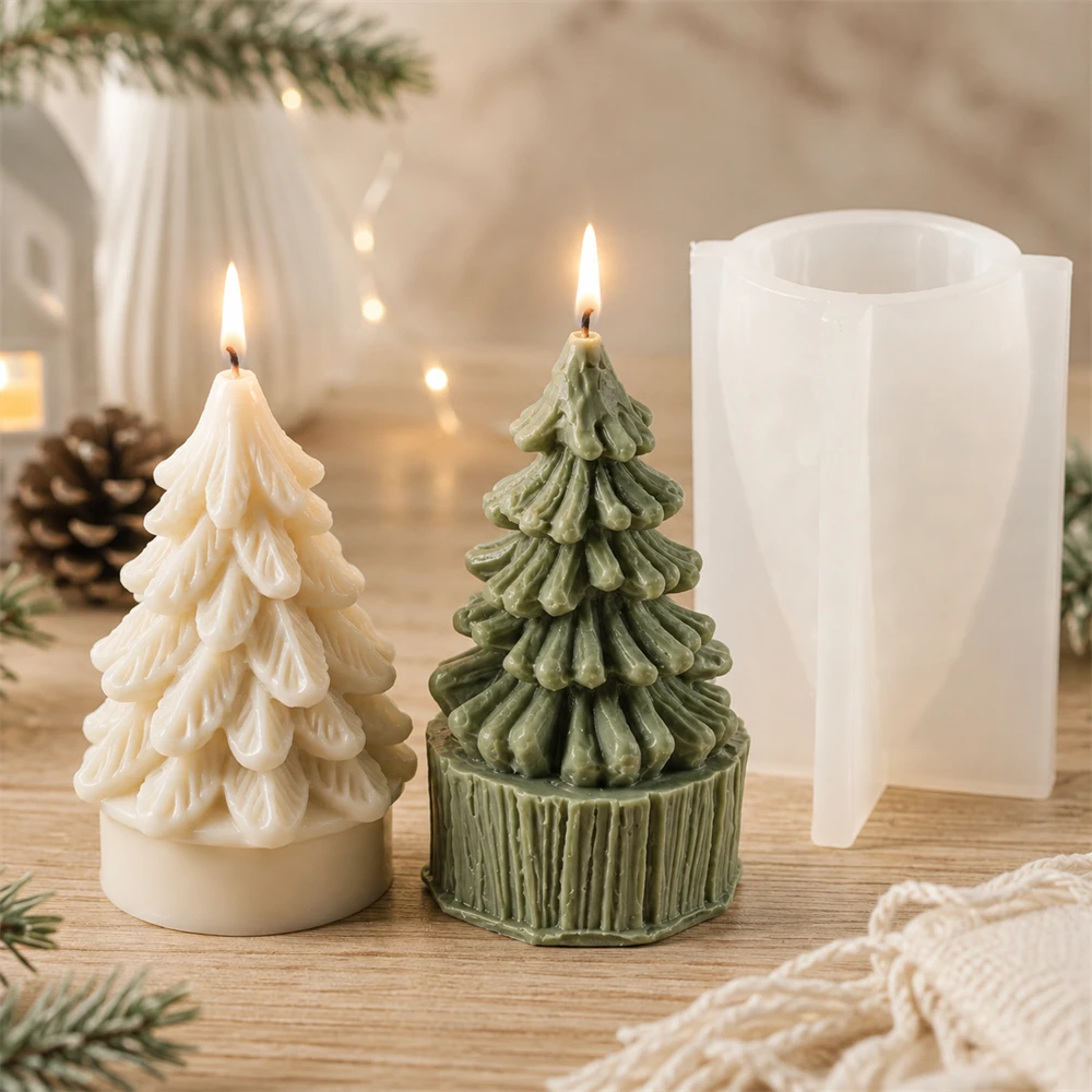Weihnachtsbaum-Kerzenform 3D Weihnachtsbaum-Kerzenherstellungs-Silikonformen für DIY Duftkerzen Gips Handgemachte Feiertagsdekoration Geschenke