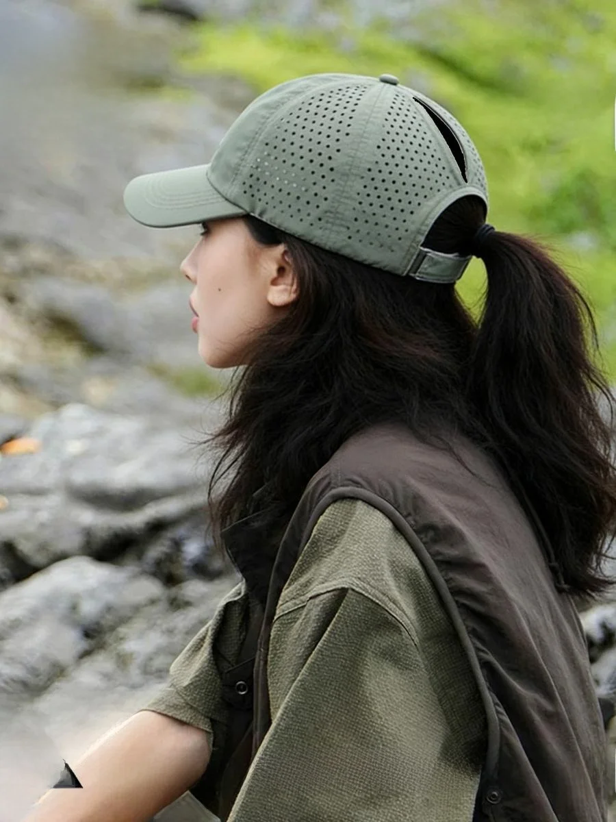 women's-summer-fast-drying-thin-baseball-cap-outdoor-breathable-duckbill-hat-can-tie-tail-hair-adjustable-round-top-cap