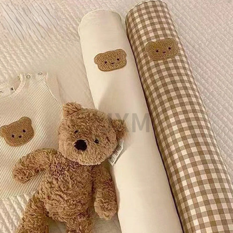 INS Bear Embroidery Baby Bumper Bed Crib Fence Cot Protector for Newborn Infant Long Sleeping Pillow Comfort Sofa Cushion Pillow