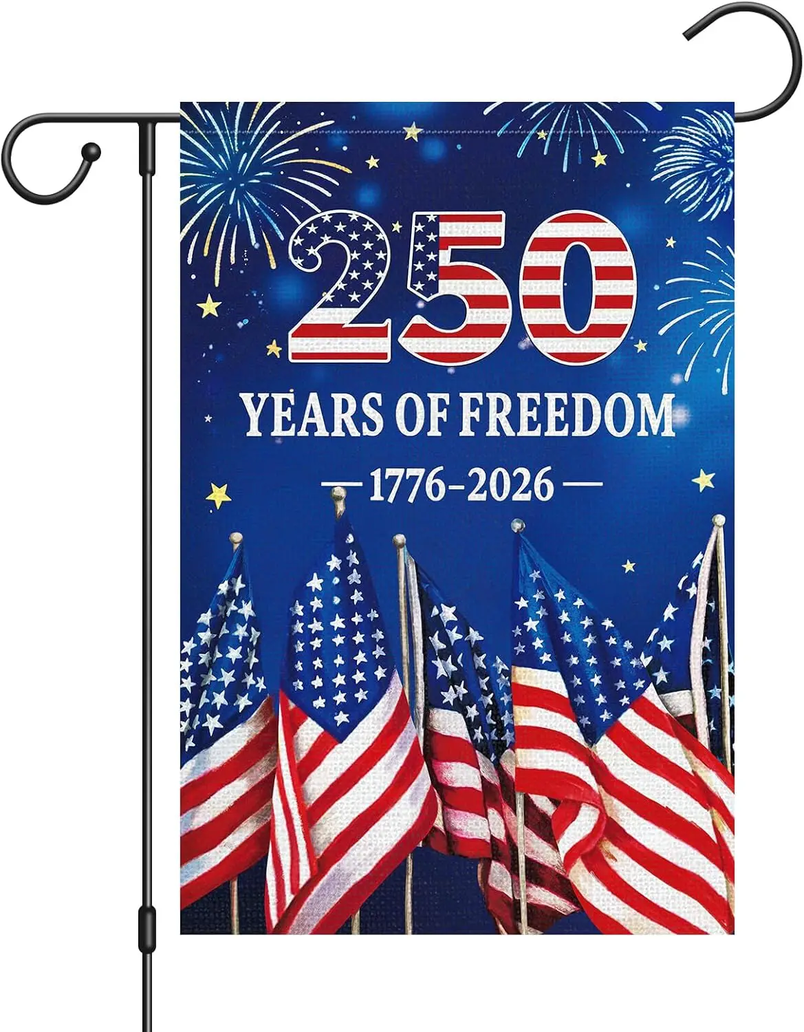 250th Anniversary Garden Flag 12x18 Inch Burlap，Freedom Yard Sign 4th of July Double-Sided 1776-2026 Commemorative Yard Flag IIC