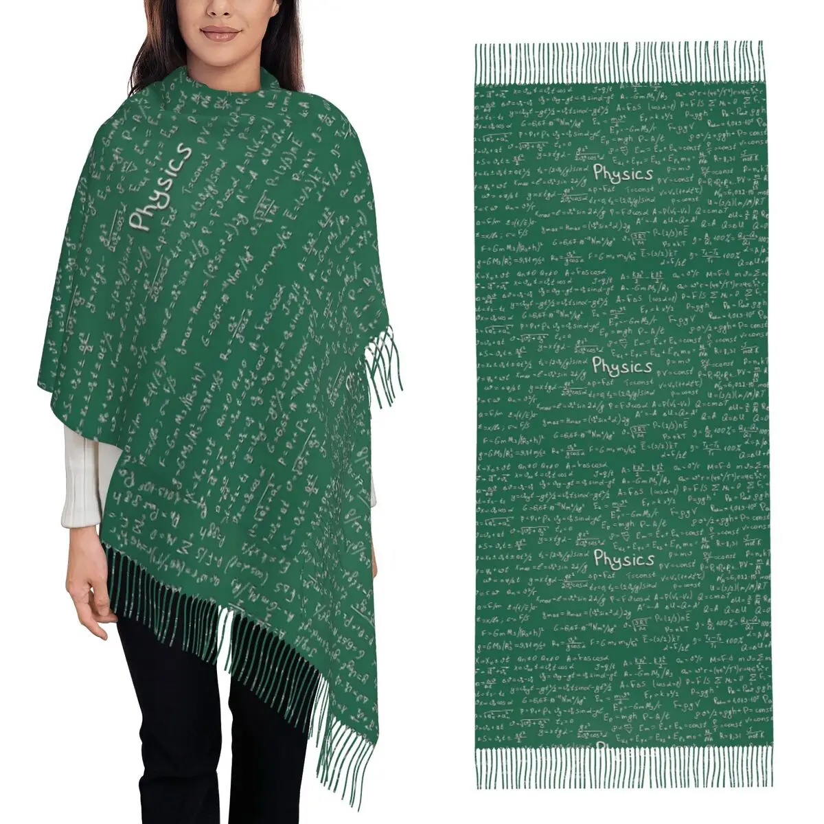 

Формулы по физике, математическое уравнение, наука, подарок учителю, шарф, шарфы с кисточками для женщин, шали и накидки, большая осенне-зимняя шаль, накидка