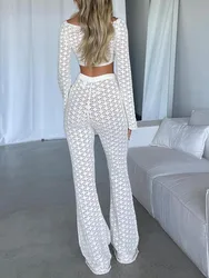 Women 2 Piece Pants Set Strapless Backless Ribbed Tube Top Pleated Wide Leg Pants Suit Y2K Summer Sexy Outfit