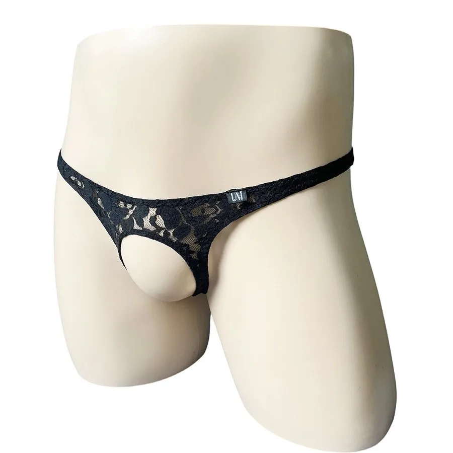 6PCS Low Waist G-string Thong for Men Breathable Floral Lace Stereo Support Pouch Double Slim Fit Comfort T-back Briefs for Men