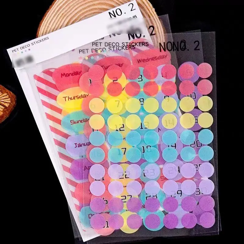6sheets Planner Stickers Transparent Weekly Daily Planner Notebook Stationery Sticker Scrapbooking Jhournal Index Label Tag