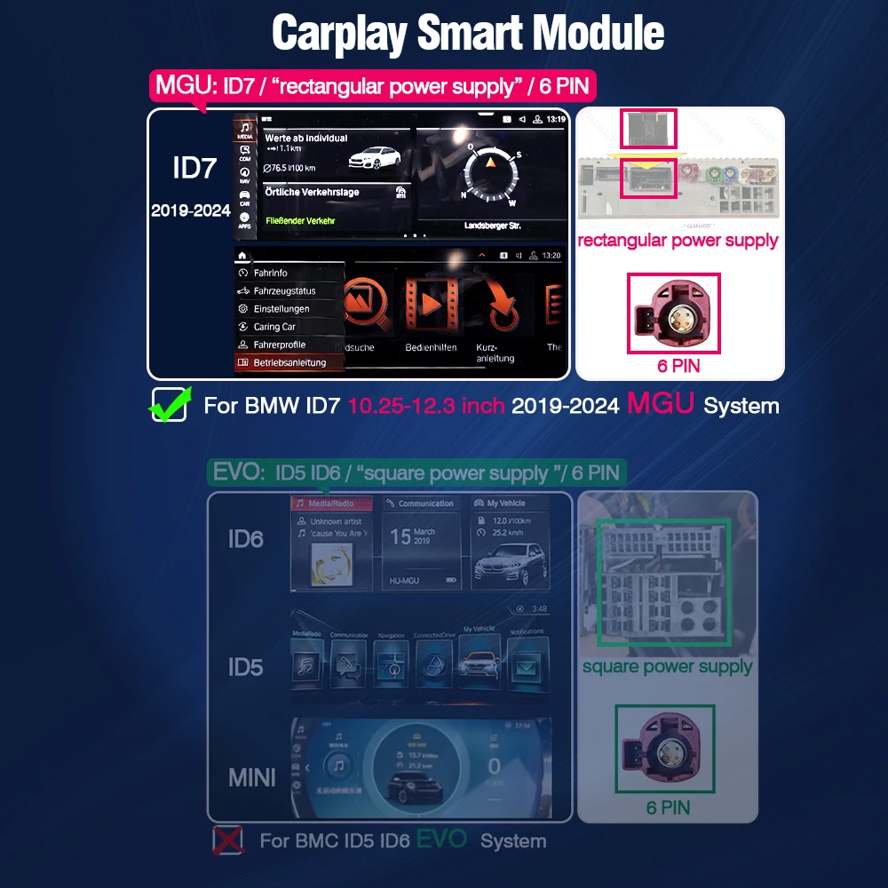 AUTOTOP Draadloze CarPlay Android Auto Decoder voor BMW CCC CIC NBT EVO 1 3 5 6 7 Serie E90 E91 E92 E93 E81 E82 E87 E88 E60 E61 E70 E65
