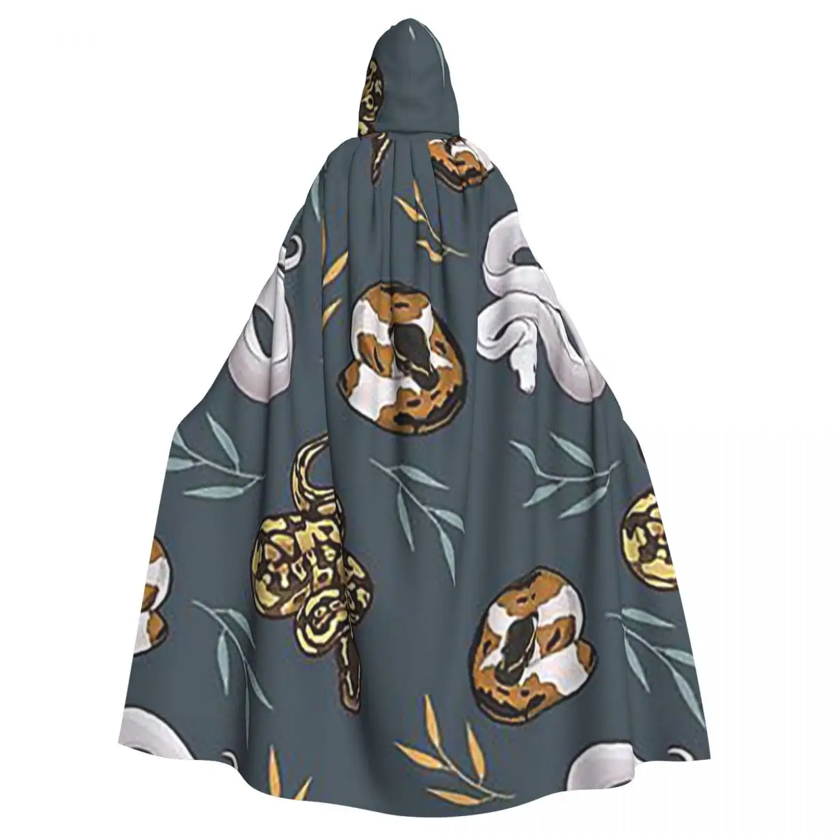 Ball Pythons Pattern Long Hooded Cloak Witch Medieval Costume Cosplay Cape HalloweenParty Adult Unisex