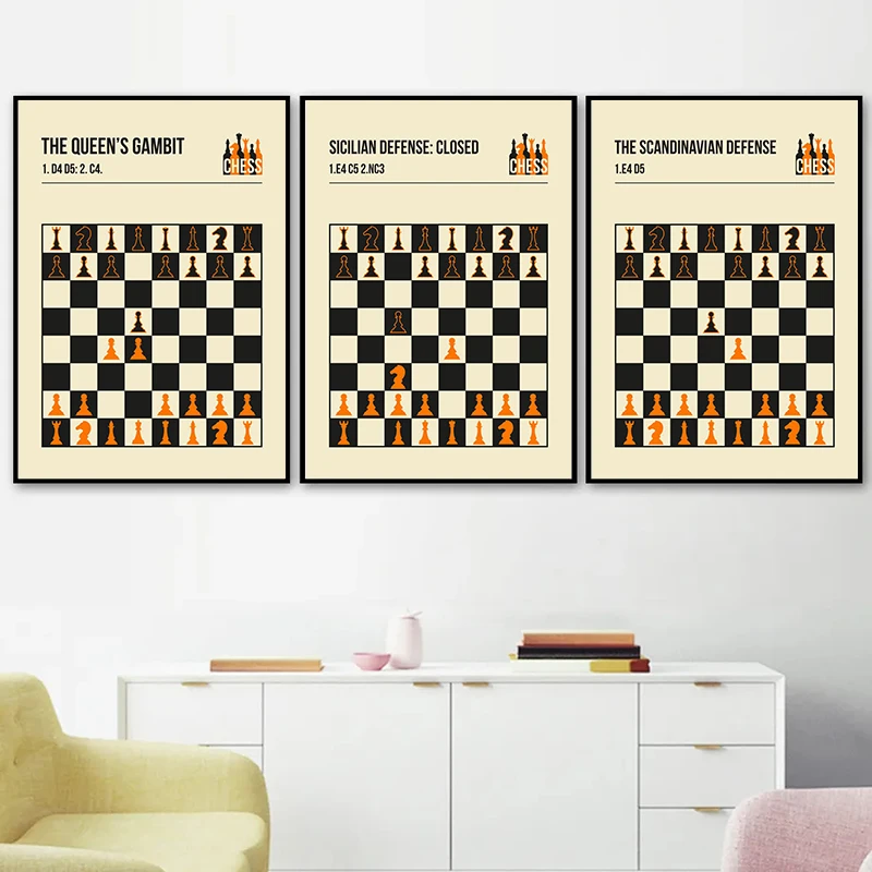 Chess Games And Openings Defence Canvas Painting Posters Print Wall Art Picture For Modern Living Room Home Decoration