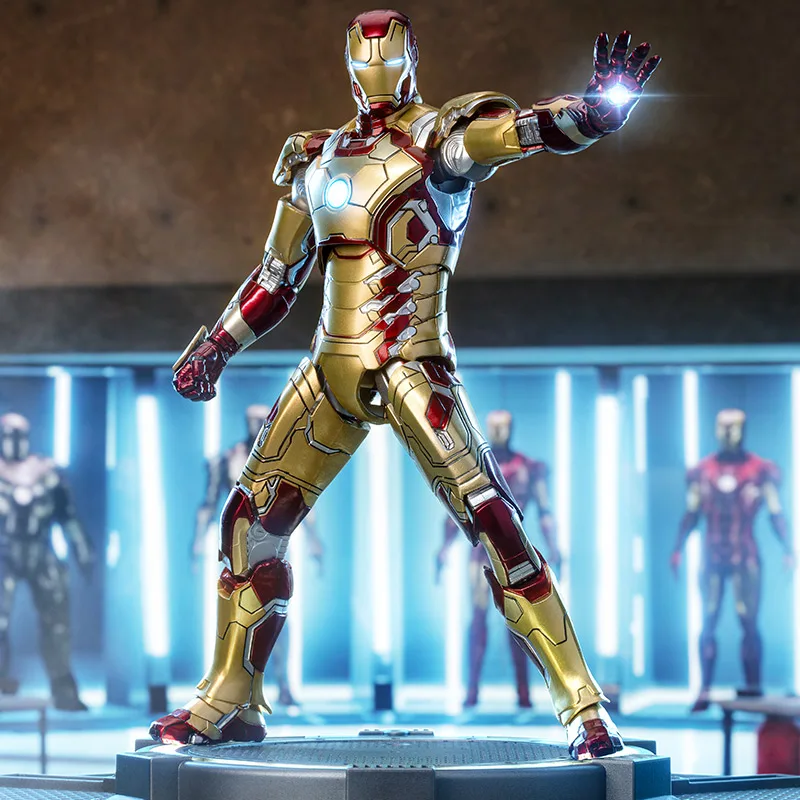 7-calowa figurka LED ZDTDS Iron Man 3 MK42, duża platforma, figurka akcji, lalka filmowa Tony Stark, ruchome stawy, model, prezent urodzinowy