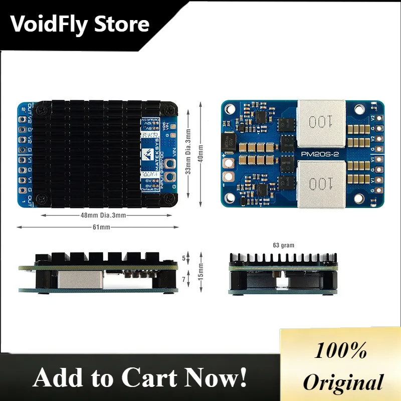 VoidFlyMatek PM20S 2 Power Module DC Step Down Voltage Regulator For FPV Drone Support 4 20S Lipo Battery