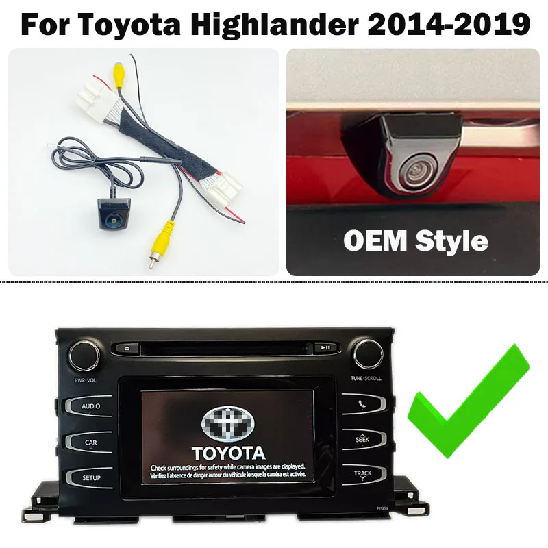 Car Rear View Reversing Camera for Toyota Highlander 2014 - 2019 OEM Unit C24 Pin Adapter  Reverse Camera Retention Harness