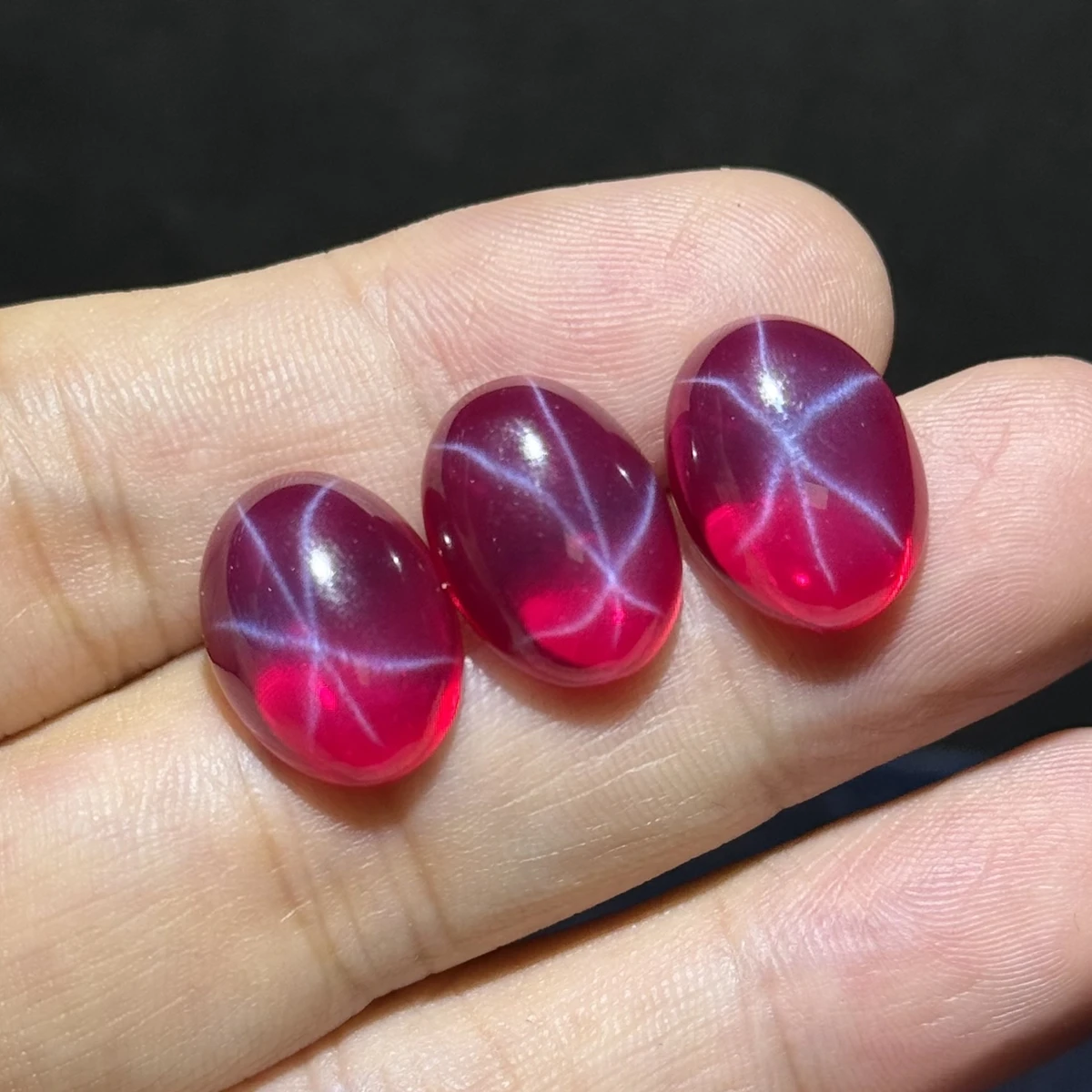 

5x7-13x18mm Red Star Ruby Corundum Gemstone Oval Cabochon Red Starlight Ruby Synthetic Stone