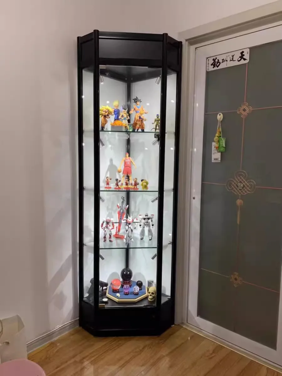 Corner Glass Wine Cabinet Wall Display  Cosmetics  Lego Toy Model Gundam Antique Jewelry Display