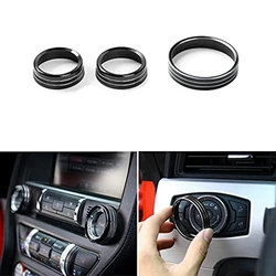 Aluminium Alloy Headlight Volume Tune Knob Cover Trim Ring Interior Decor for Ford Mustang 2015-2021 Accessories,Black