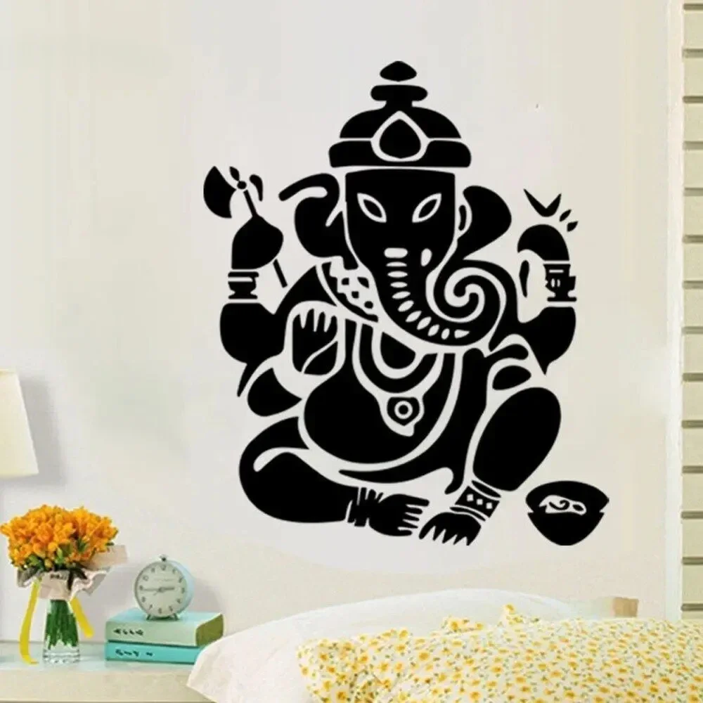 Vinilo decorativo para pared, diseño de elefantes, dioses, OM, Yoga, Buda, Mandala, Ganesha, decoración para sala de estar y dormitorio, póster YO080