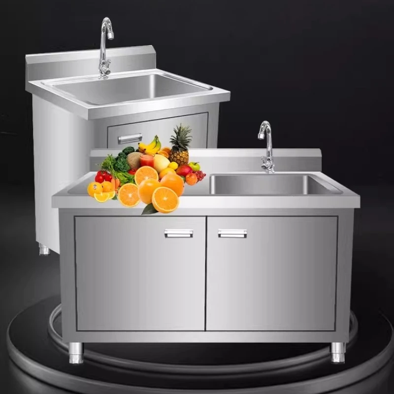 Gabinete De fregadero De acero inoxidable creativo nórdico, gabinete De balcón De diseño moderno, lavabo, muebles para el hogar, Mueble De Cocina FYKC