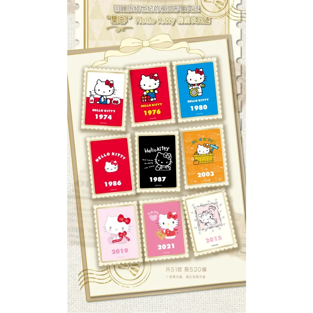 Tarjetas de colección originales de VANCARD'S Hello Kitty, estrella de dibujos animados de Anime, viaje de crecimiento, tarjeta de sello artístico del 50 aniversario, regalos para niñas