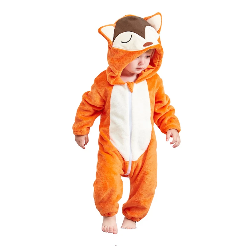 Cartoon Fox Onesie For Baby Cosplay Costume Halloween Kigurumi Infant Full Body Pijama Character Christmas One-Piece Pajamas