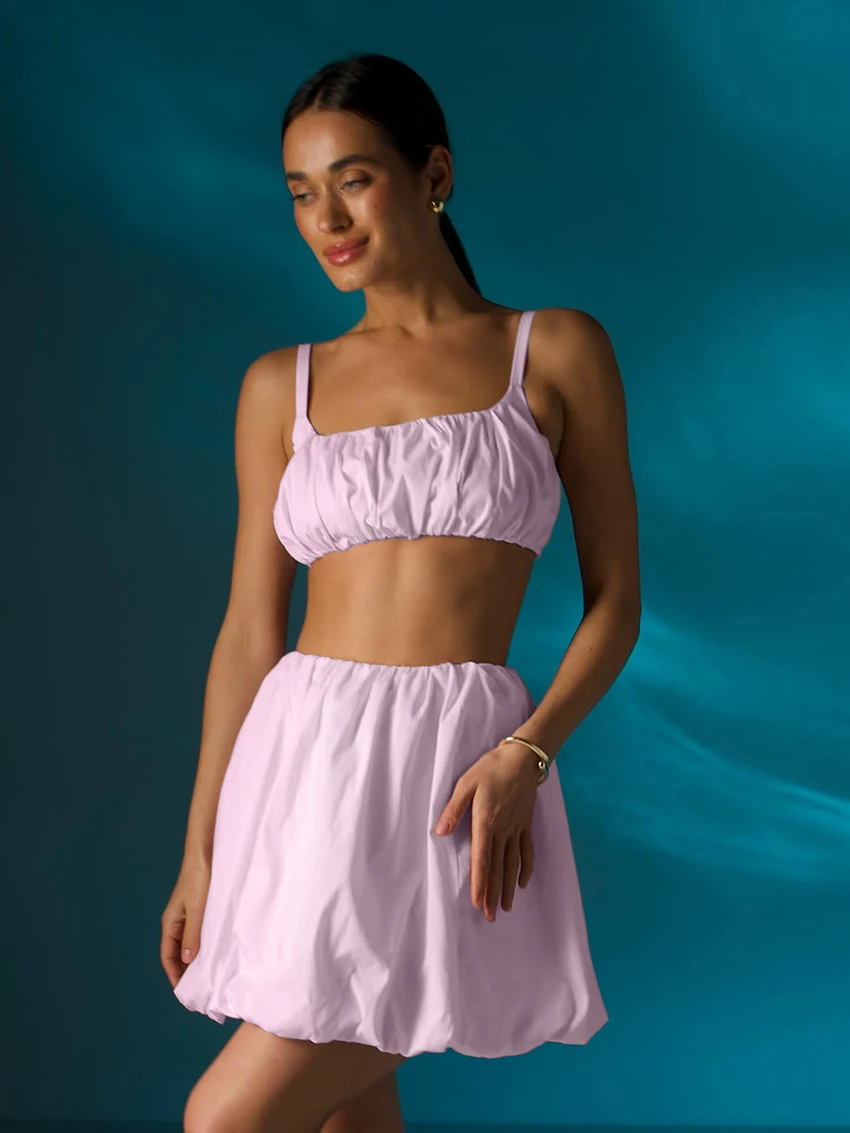 Marthaqiqi Cotton Women Pajamas Suit Spaghetti Strap Sleepwear Crop Top Nightie Tank Tops Nightwear Skirt Ladies Nightgowns Set