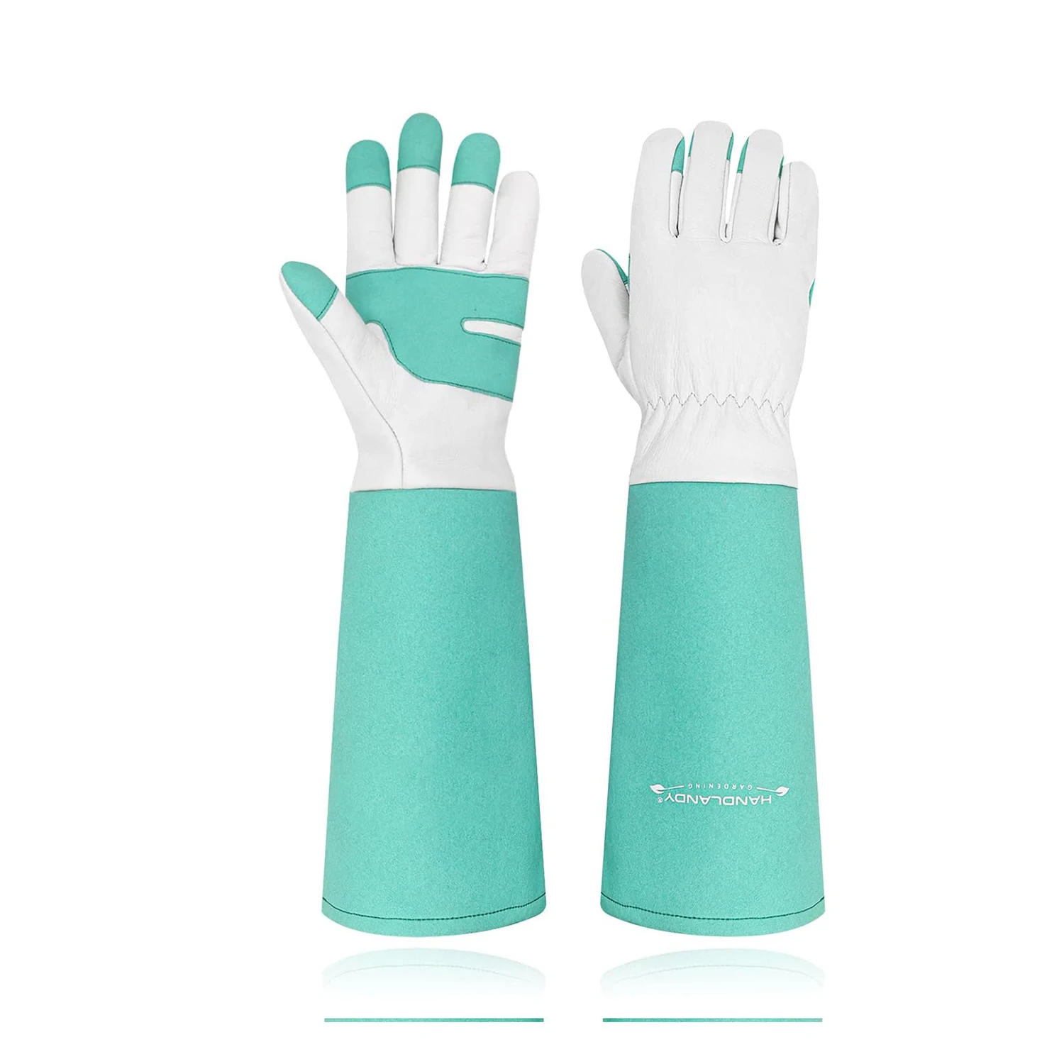 Sarung Tangan Berkebun Panjang HANDLANDY untuk Pria & Wanita, Sarung Tangan Pemangkas Mawar Kulit Sapi - Sarung Tangan Gauntlet yang Bernapas & Tahan Lama
