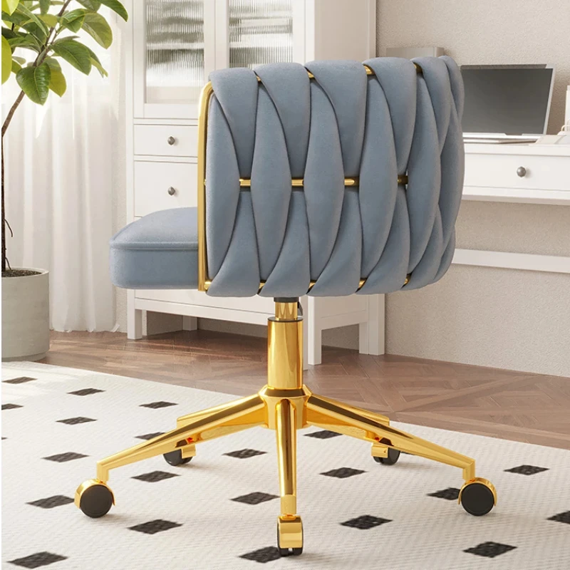 Nordic Luxury Velvet Living Room Chair Computer Chair Bedroom Dressing Stool Front Desk Office Chair INS Anchor Makeup Chair