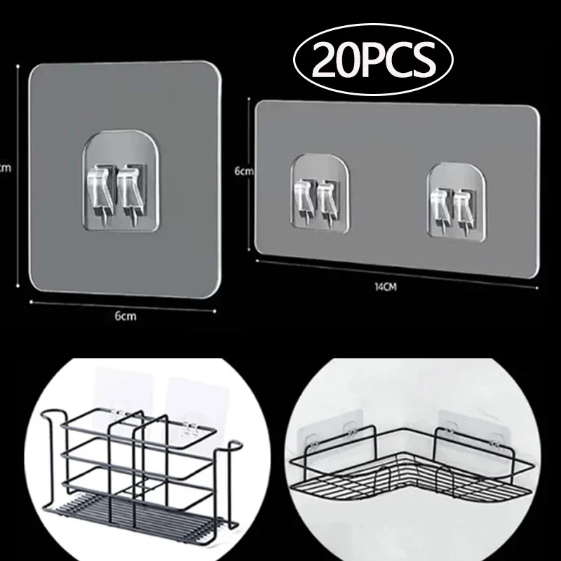 20/1 Stück transparente selbstklebende Haken für Küche, Badezimmer, Wandaufbewahrung, Hängehalter, Regalhaken, Rackbefestigung, Aufkleber, Gadgets