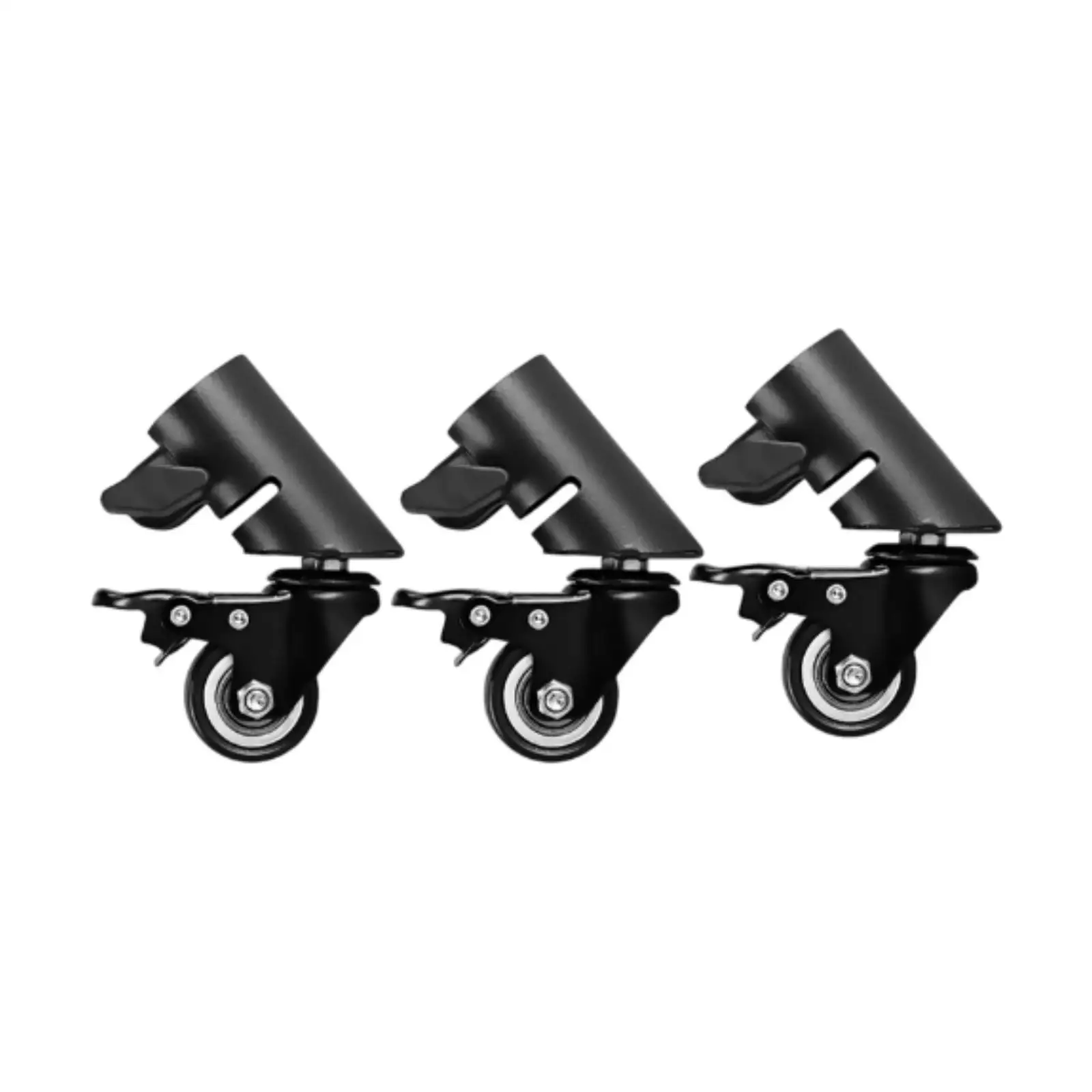 3x Swivel Caster Wheels Set Smooth & Silent Rolling Wheels Kit C Stand Wheels for 35mm/1.38in Pipe Diameter Photography Studio