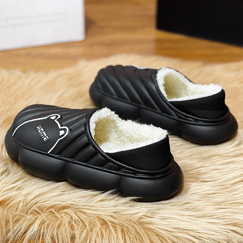 Winter Slippers Voor Heren Katoenen Schoenen Binnen Buiten Met Fluwelen Trendy All-Match Waterdichte Warme Pluche Platform Nieuwe Mode