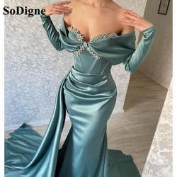 SoDigne Sweetheart Formal Evening Gowns Sexy Corset Mermaid Prom Dresses 2022 Sexy Side Tail Satin Evening Party Dress