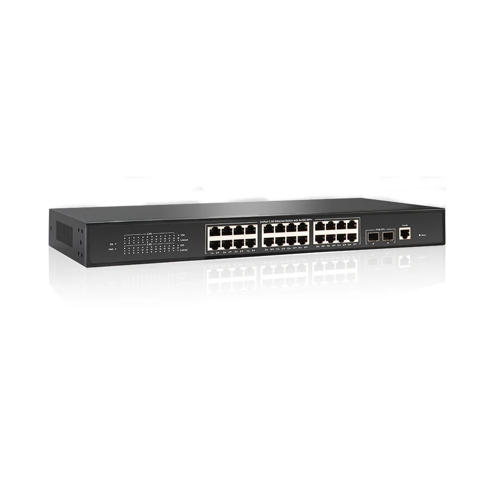 Bullscom 26-Port L3 Managed Switch | 24×2.5GbE + 2×10Gb SFP+ | Rack-Mounted | Multi-Gig | VLAN | QoS | High-Speed Network Switch