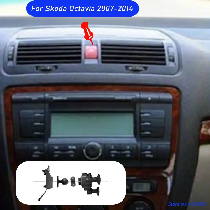Car Phone Holder For Skoda Octavia 2 A5 2007-2014 Gravity GPS Navigation Mount Horizontal Adjustable With Base Accessories