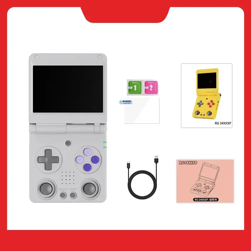 

ANBERNIC RG34XXSP Flip Handheld Game Console 3.4 Inch IPS Screen 64G 5K Games 3300Mah Foldable WIFI Retro Video Gaming Player