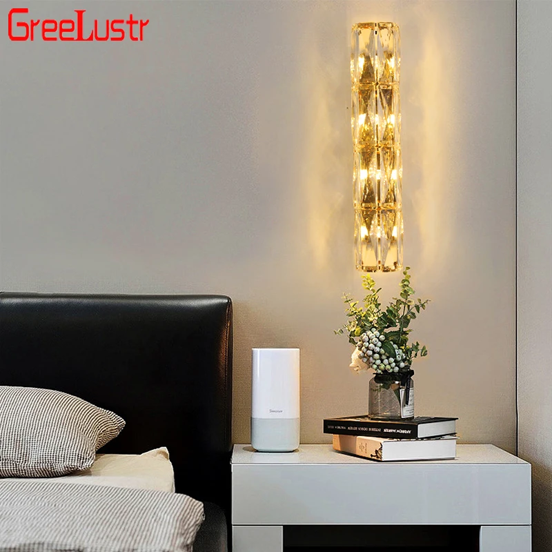 K9 Crystal Led Wall Lamp Home Bedroom Cloakroom Wall Lights 3 Colour Lighting Fixtures for TV Background Luminaire Decora Luxury