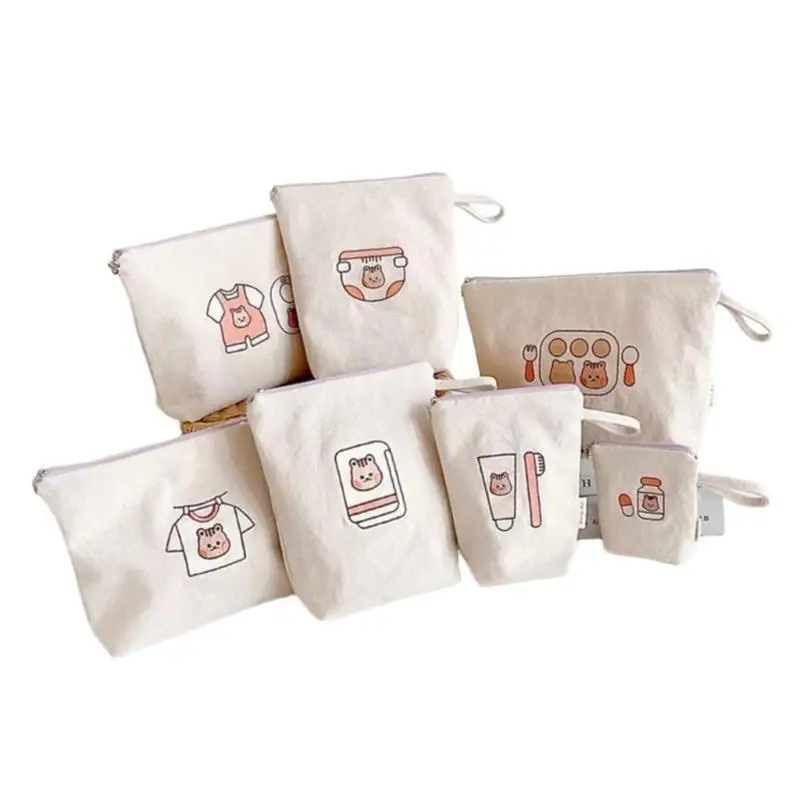 652F 7Pcs Multifunctional Baby Bottle Bag Storage Set Animal Infants Diaper Container Case Stroller Organizers