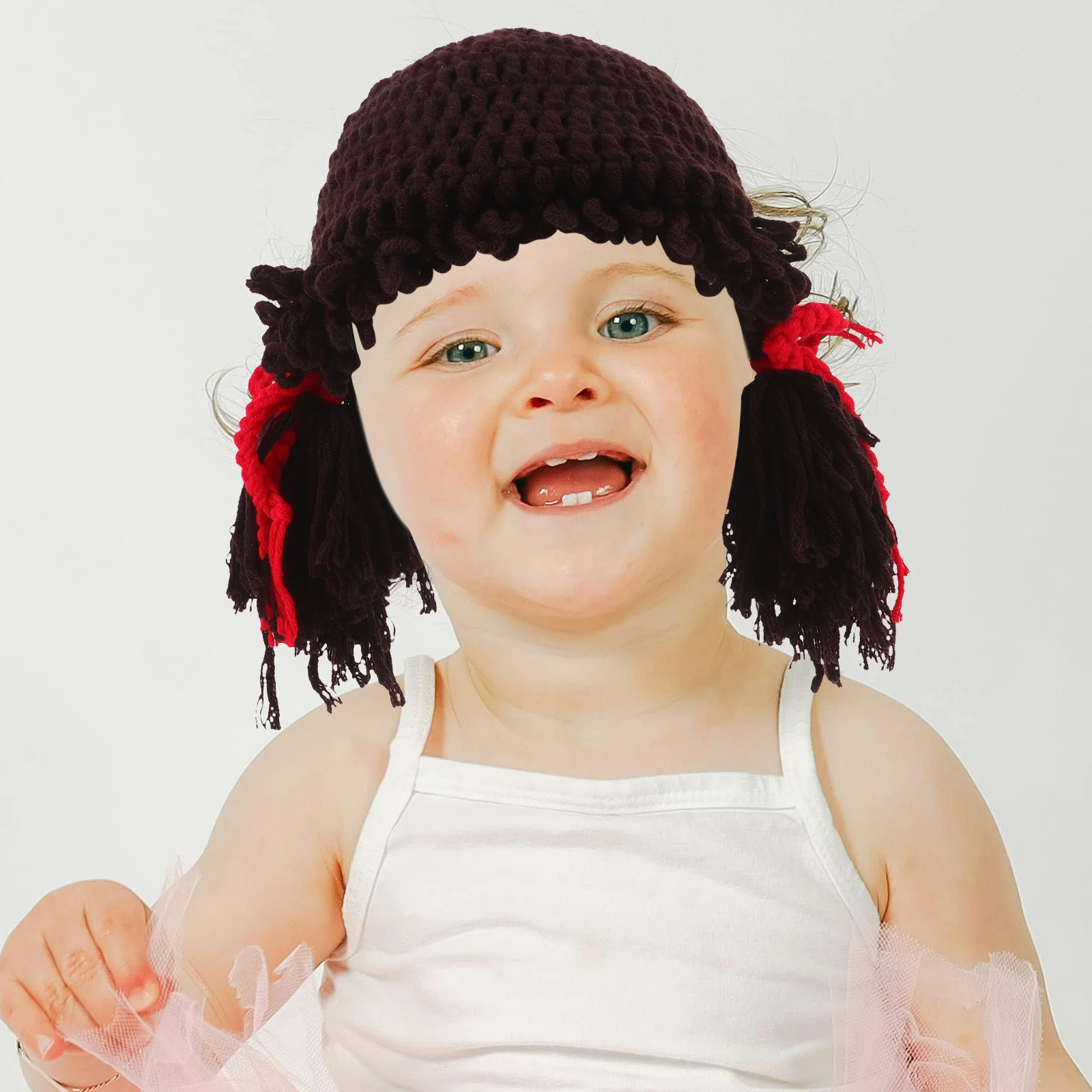 Säuglingsmütze für Neugeborene, weiches Garn, Strickmütze, kreatives Zöpfe-Design, lustige Foto-Requisite für Karneval, Halloween, Kostüm, Unisex