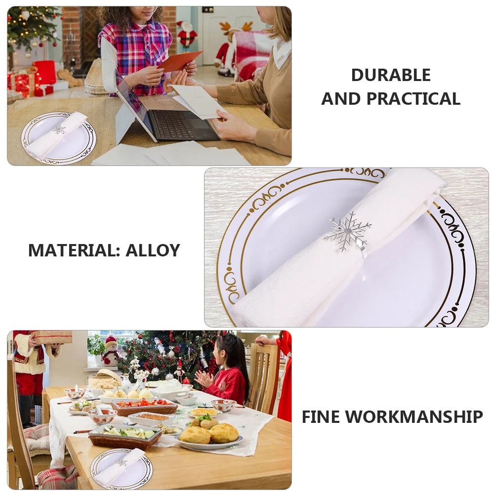 

12Pcs Decorative Snowflake Napkin Clasps Strong and Table Adornments Suitable for Homes Hotels and Parties