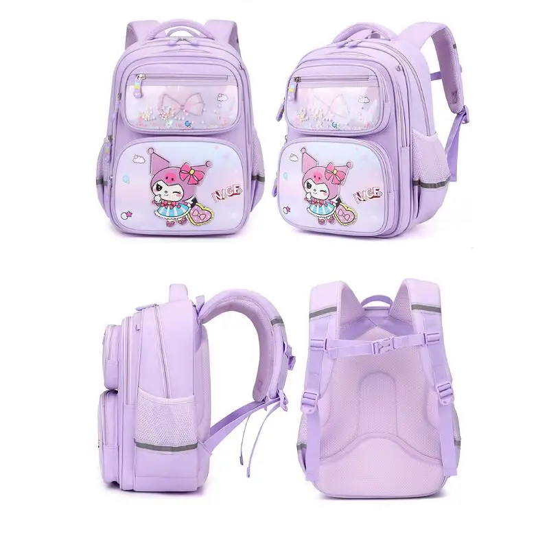 

Модный детский школьный рюкзак Sanrios Kuromi My Melody, защита позвоночника, большой вместительный красивый рюкзак снижения давления, подарок