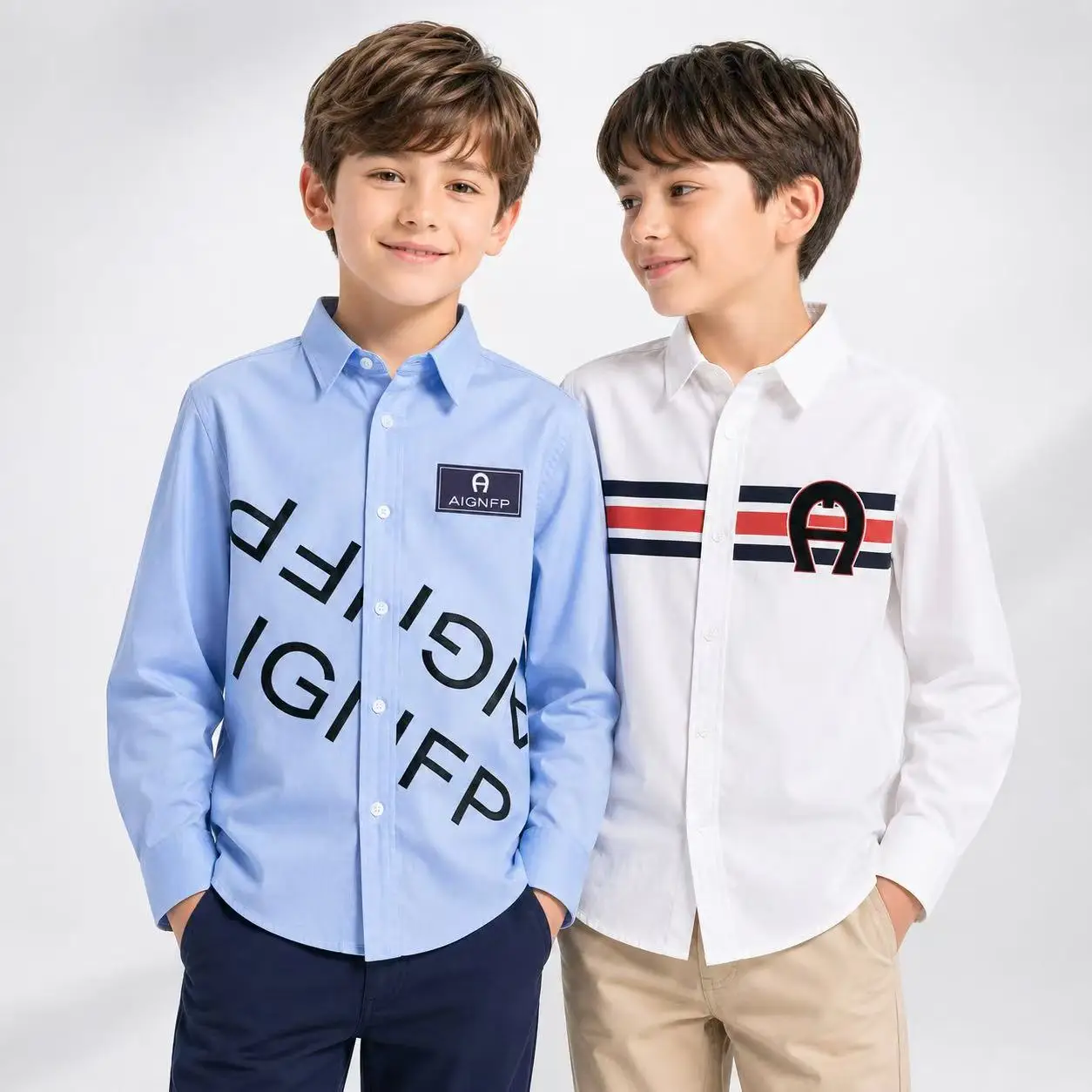fashion kids Clothes 2026 spring Baby Boys Shirts long sleeves Holiday casual wear Trend Striped letter print Children shirt Top