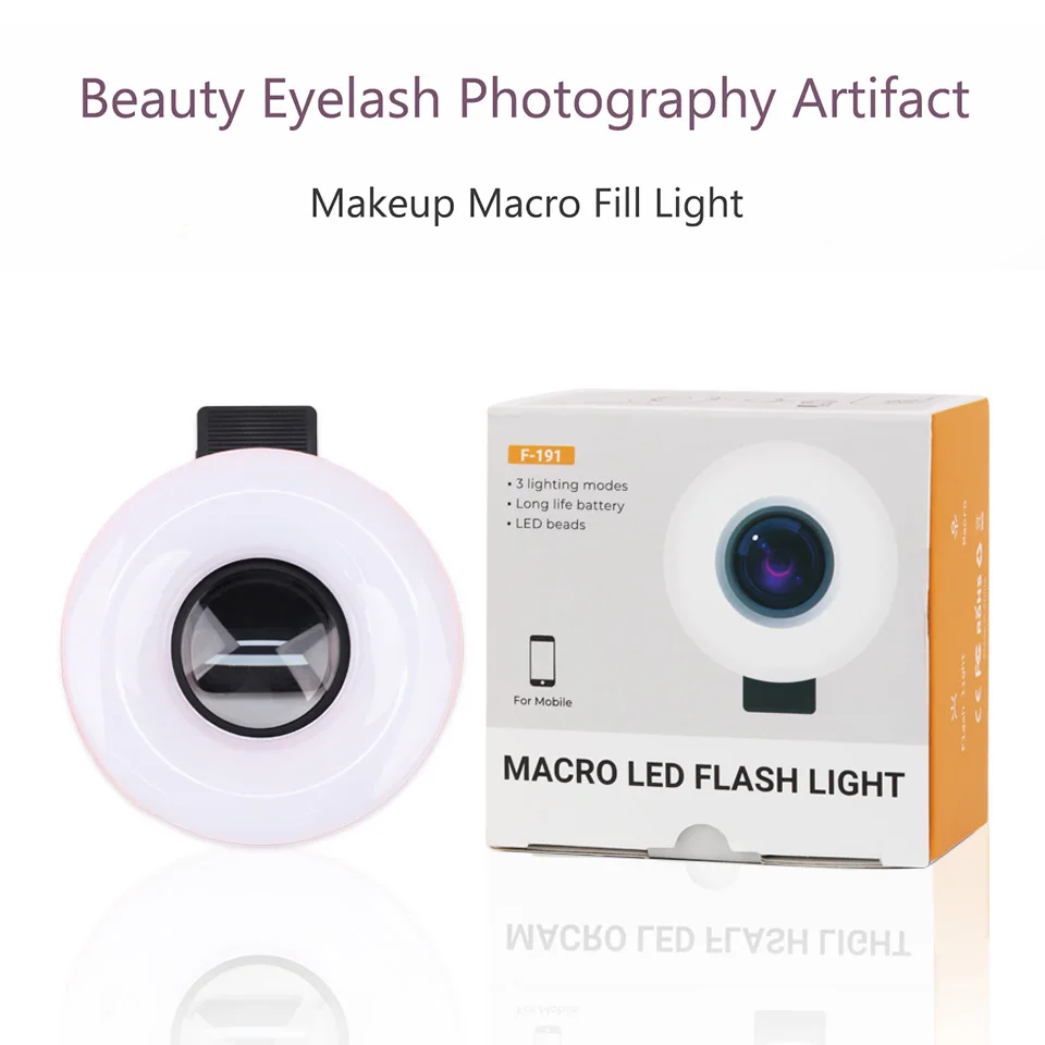 New Phone Clip Mobile Lens 2-in-1 15X Macro Lens with LED Ring Light, HD Phone Camera Lens for Close-Up Photos, Fit IPhone/Andro