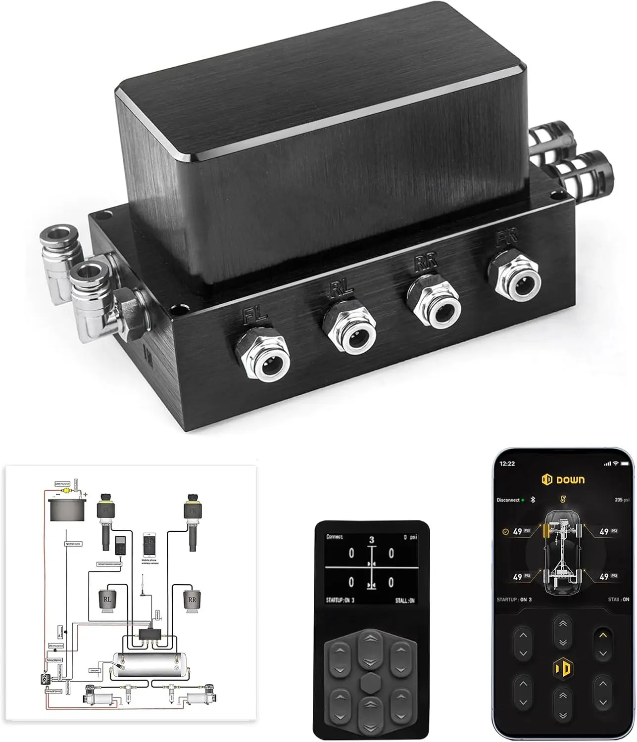 Air Management Top Grade Air Suspension System Kit With Air Fitting Packs, Electronic Control System/pneumatic/airlift 5 Memory
