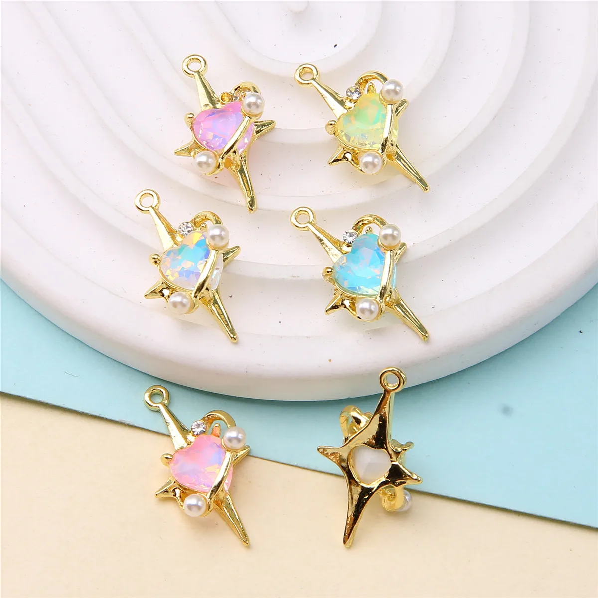 6pcs exquisite star heart-shaped pendant for jewelry DIY making necklace bracelet earring pendant handmade accessories