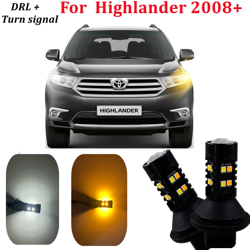 

DRL LED Turn Signal Light For Toyota Highlander XU40 XU50 2008-2013 2014 2015 2016 2017 2018 2019 2020Dual Mode DRL LED lighting