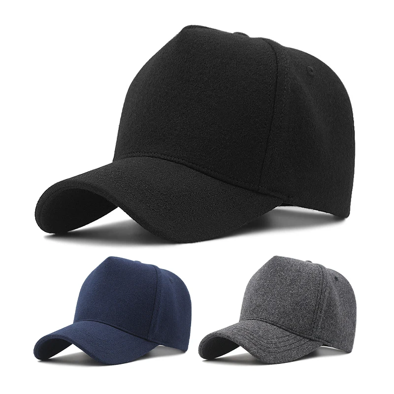 Adult Large Size Full Closed Woolen High Top Baseball Cap Unisex Oversize Big Head Plus Size Fitted Felt Winter Baseball Cap image 2