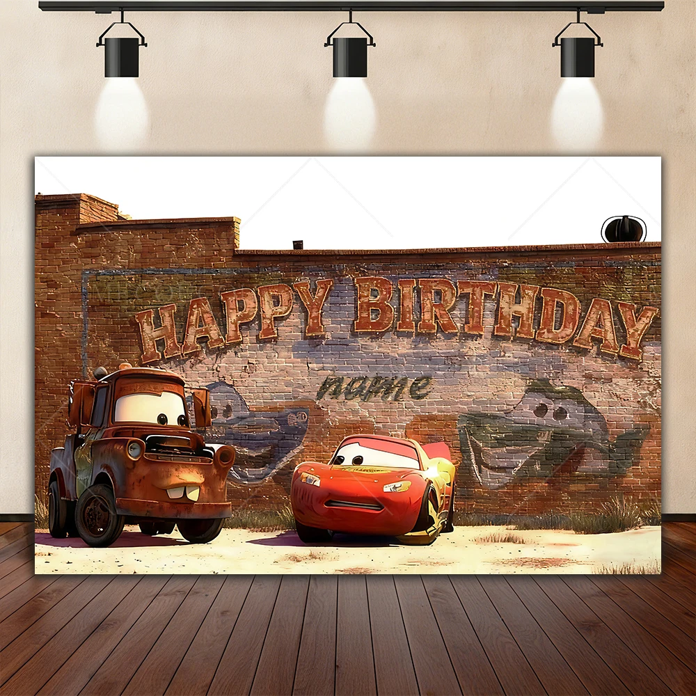 

Disney Cars Photography Background Lightning McQueen Banya Car Theme Children Birthday Party Decoration Baby Shower Photo Props