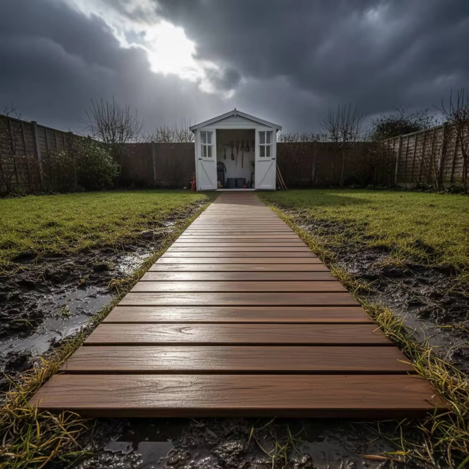Roll out Garden Walkway Rustic Roll-out Wooden Path Wooden Garden Walkway Weather-Resistant Non-Slip for Gardeners, Backyard