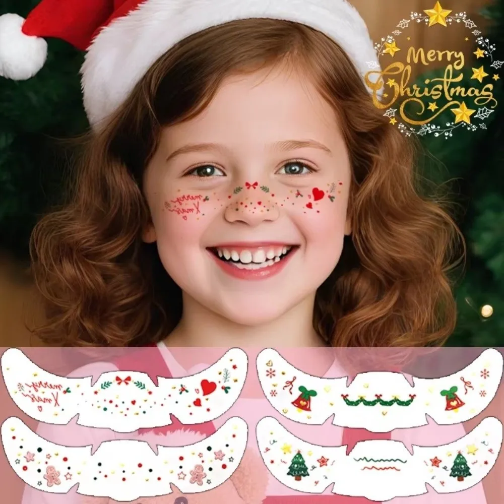 New Colorful Christmas Face Stickers DIY Waterproof Temporary Tattoos Freckles Hot Stamping Party Makeup Decal Face Decoration