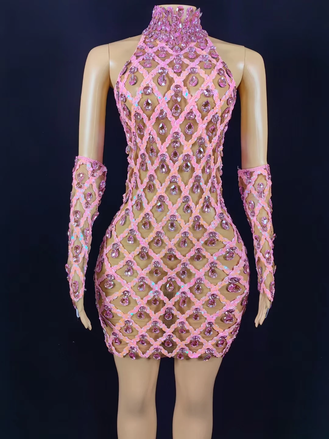 Robe de Soirée Citroën Rose pour Femme, Tenue de Soirée en Maille, Discothèque, Bal, Drag Queen, Chanteur, Tenue de Scène, Shaokaojia