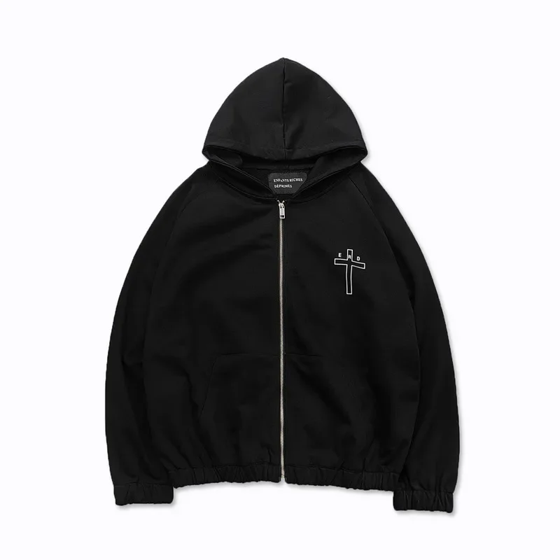 

2025 ERD Vintage Hoodie Zipper Jacket Letter Hoodie Washed Long Sleeve Sweatshirt Men's Women's Oversized Sweatshirt Jacket