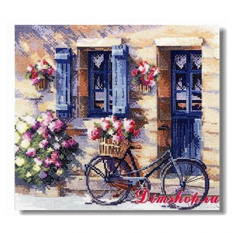 

Набор для вышивания крестиком, комплект для рукоделия своими руками, с возможностью печати, с изображением цветов на велосипеде, ручная работа.