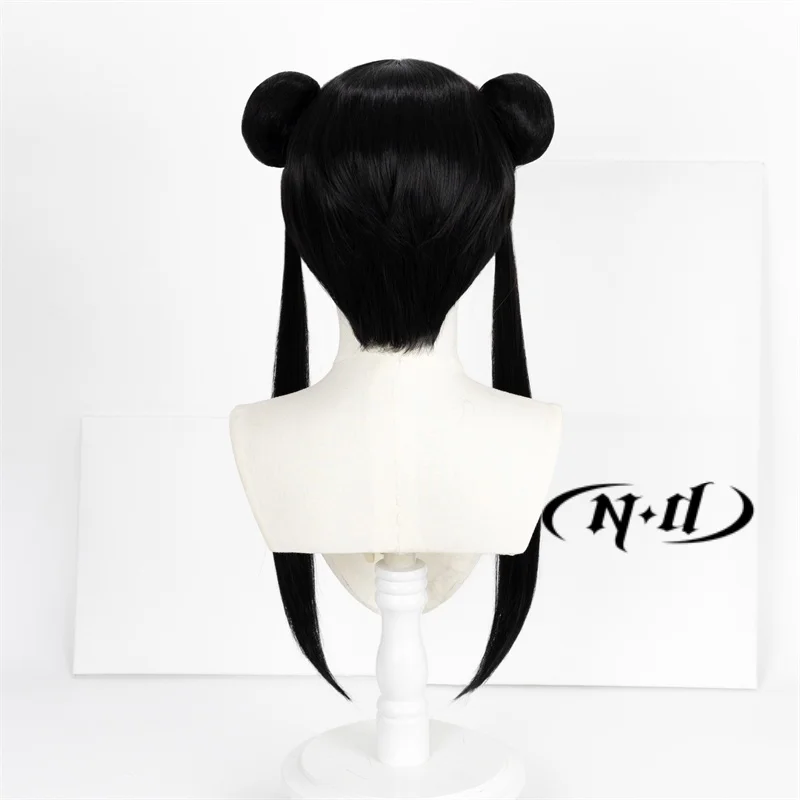 ND Meiling Li parrucche Anime Cardcaptor Sakura Wiki Cosplay doppia coda di cavallo gioco di ruolo per parrucche sintetiche per capelli neri da festa comica-Con